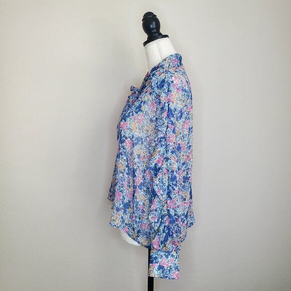 Zara Blue Sheer Floral Blouse XS - Picture 2 of 7